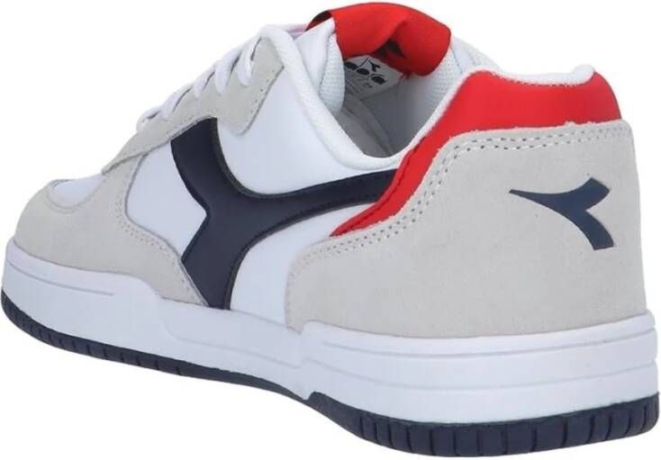 Diadora Lage Raptor Sneakers Wit Blauw Rood Klassiek