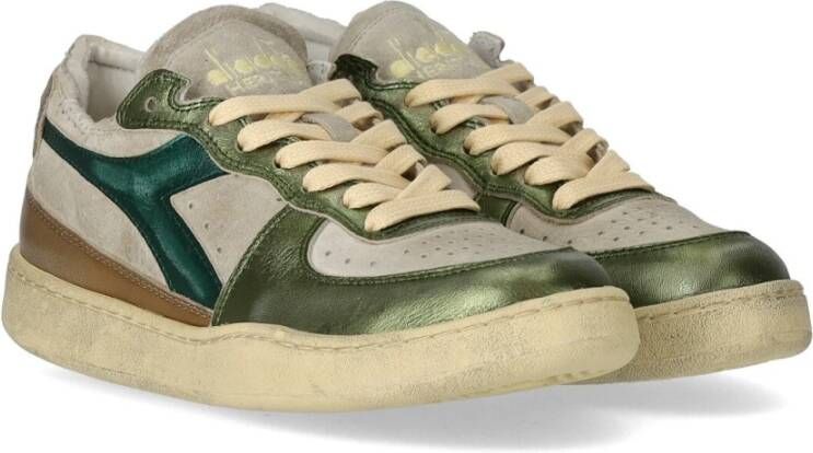 Diadora Metal Pigskin Beige Green Sneaker Beige Dames