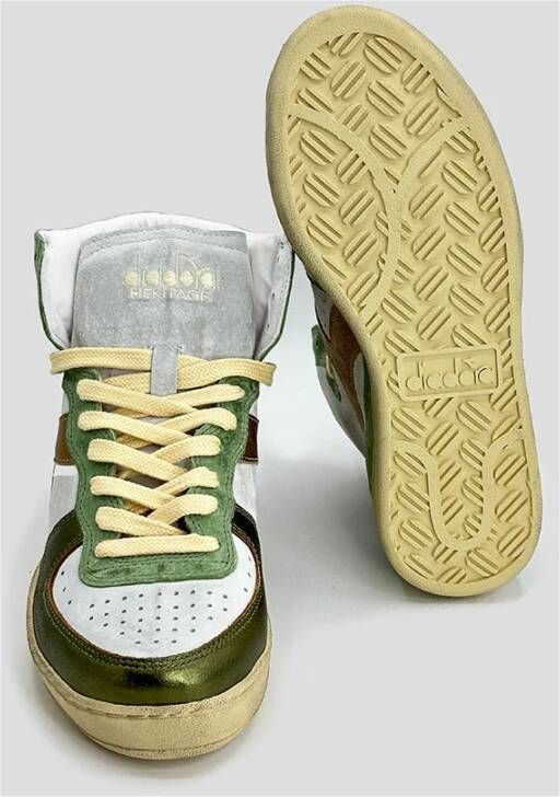 Diadora Metallic Goud Groene Basket Sneaker Multicolor Dames