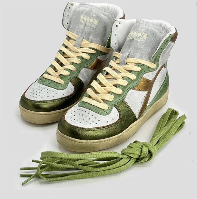 Diadora Metallic Goud Groene Basket Sneaker Multicolor Dames