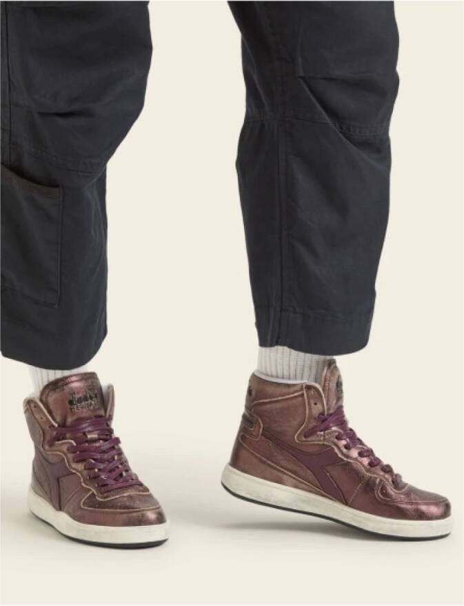 Diadora Metallic Leren High-Top Sneakers