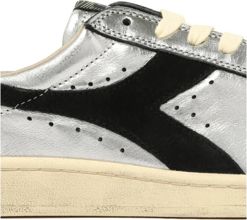 Diadora Metallic Leren Sneaker Silver Heritage