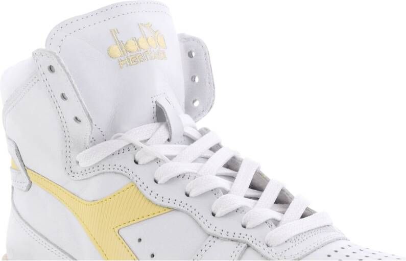 Diadora Witte Leren Hoge Sneakers Retro Design White Heren - Foto 7