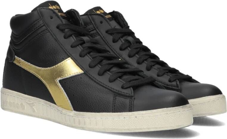 Diadora Retro High-Top Sneakers met Gouden Accenten Black Dames