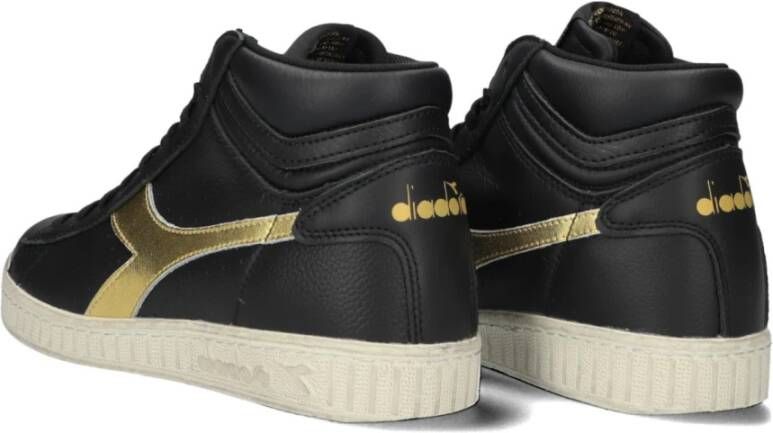 Diadora Retro High-Top Sneakers met Gouden Accenten Black Dames