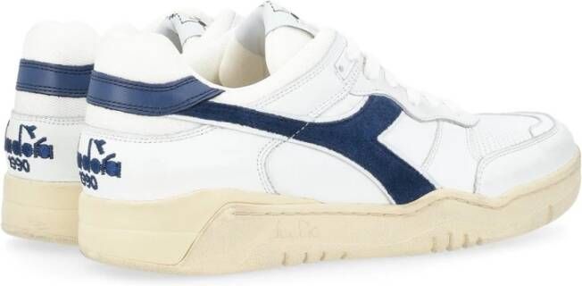 Diadora Retro Wit Blauw Leren Sneakers White Heren
