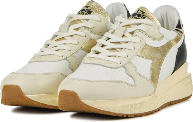 Diadora Luipaard Leren Sneakers Beige Dames