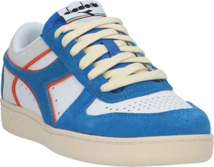 Diadora Wit Paars Leren Suède Sneaker Blauw Heren