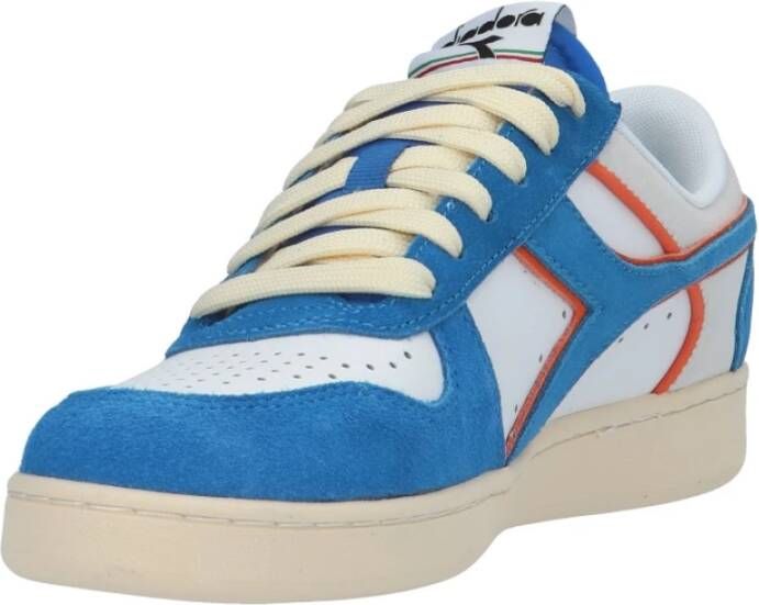 Diadora Wit Paars Leren Suède Sneaker Blauw Heren