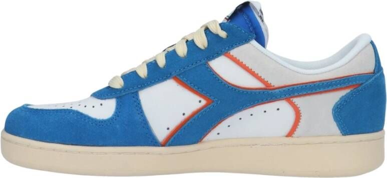 Diadora Wit Paars Leren Suède Sneaker Blauw Heren