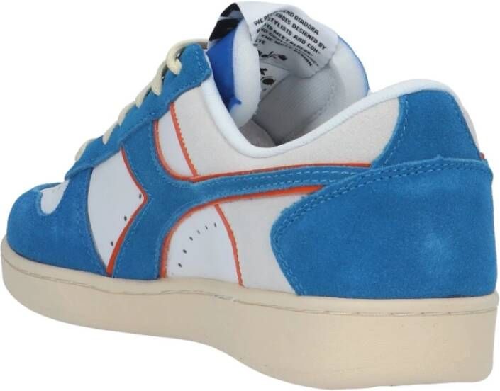 Diadora Wit Paars Leren Suède Sneaker Blauw Heren