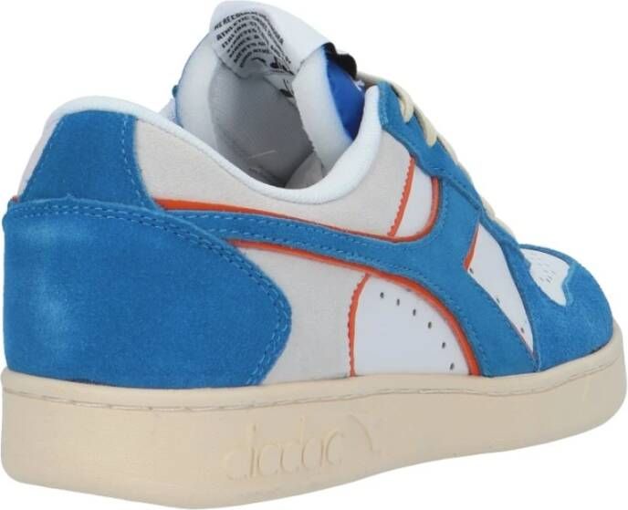 Diadora Wit Paars Leren Suède Sneaker Blauw Heren