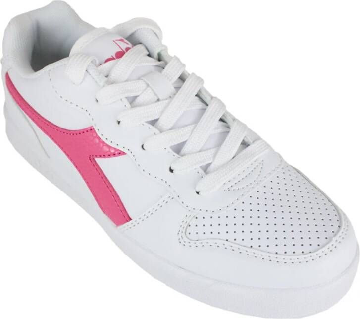 Diadora Lage Sneakers met Geperforeerde Details en Klittenbandsluiting Wit Dames