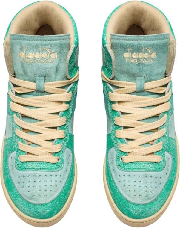 Diadora Vintage High-Top Groene Leren Sneakers