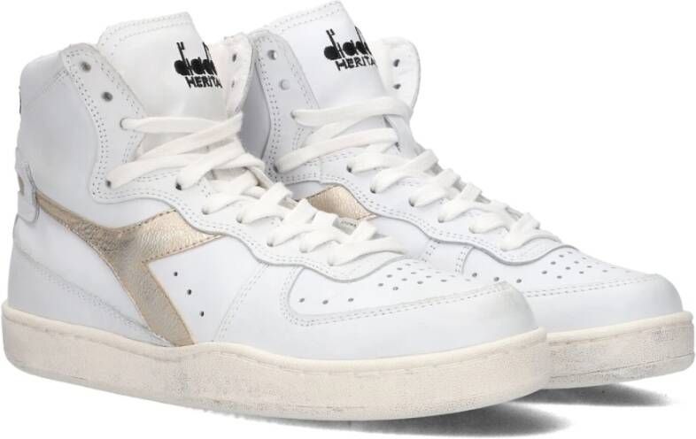 Diadora Vintage Hoge Top Sneakers Creme Goud White Dames
