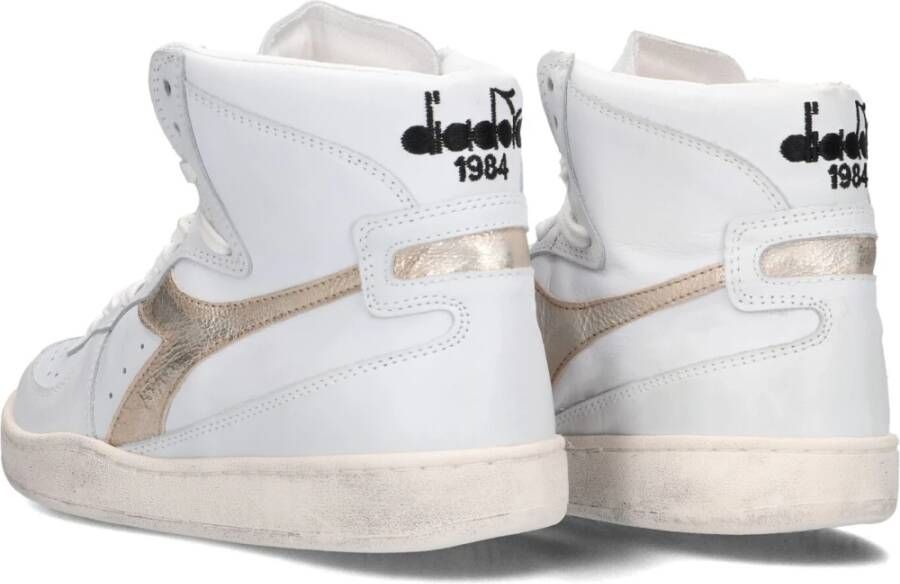 Diadora Vintage Hoge Top Sneakers Creme Goud White Dames