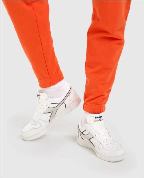 Diadora Witte Leren Lage Basketbalsneakers