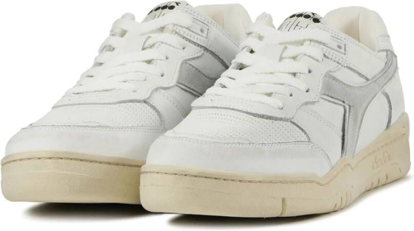 Diadora Witte Leren Sneakers Wit Heren