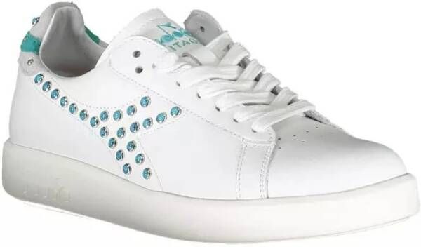 Diadora Witte Vetersneakers met Contrasterende Accenten White Dames