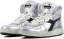 Diadora Sneakers Dames Hoge sneakers Damesschoenen Leer mi basket used z Zilver - Thumbnail 9