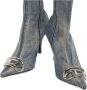 Diesel Blauwe Denim Kniehoge Laarzen met Gebeeldhouwde Hak - Thumbnail 2