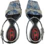 Diesel Blauwe Sleehak Sandalen met Jacquard Patroon - Thumbnail 2
