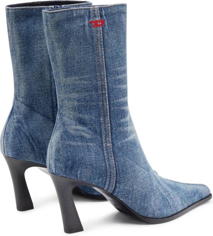 Diesel D-Allas Bt Ankle boot in washed denim Blue Dames