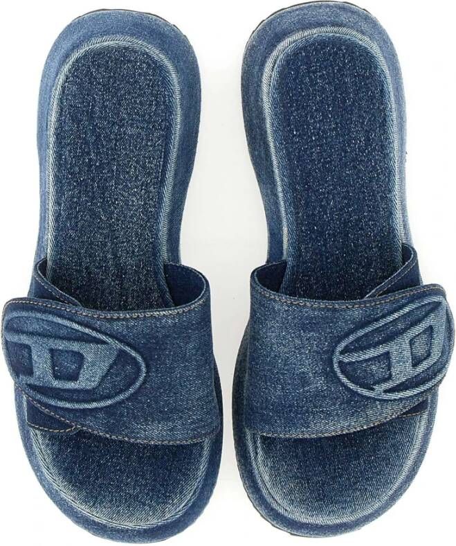 Diesel Dames Slides Sandalen Blue Dames