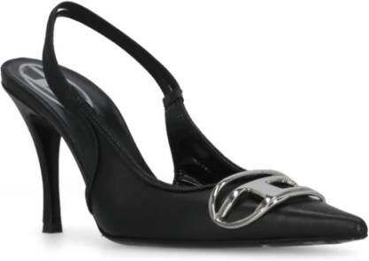 Diesel Zwarte Leren Slingback met Hak Zwart Dames