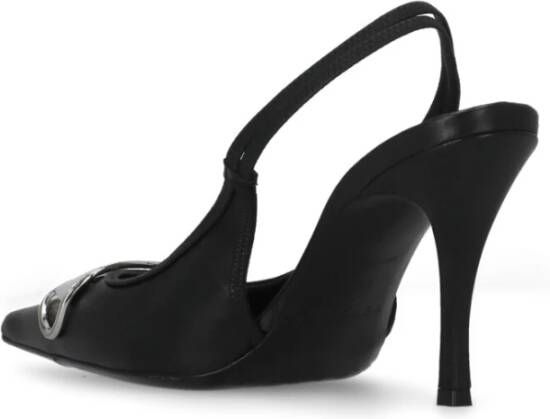 Diesel Zwarte Leren Slingback met Hak Zwart Dames