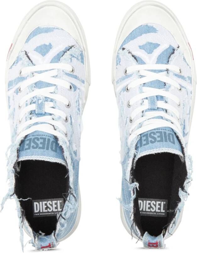 Diesel S-Athos Mid Destroyed gauze and denim high-top sneakers Blue Heren
