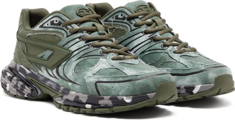 Diesel S-Serendipity Pro-X1 Tie-dye canvas sneakers with camo sole Green Heren