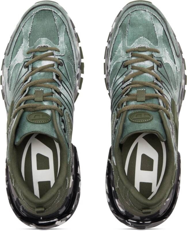 Diesel S-Serendipity Pro-X1 Tie-dye canvas sneakers with camo sole Green Heren