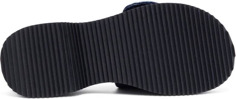 Diesel Sa-Oval D Pf W Denim slide sandals with Oval D strap Blue Dames