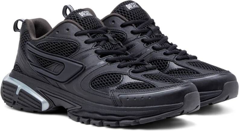 Diesel Sneakers van mesh met reliëf deklaag Black Heren