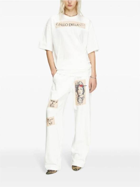 Diesel Witte T-shirt met sloganprint en ronde hals