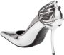Diesel Zilveren Puntige Neus Leren Pumps - Thumbnail 9