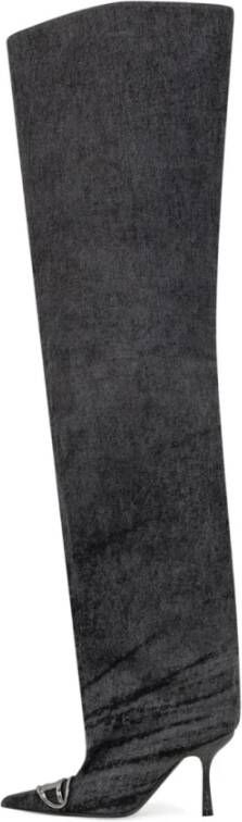Diesel Zwarte Denim Over-de-knie Laarzen