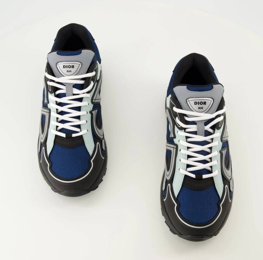 Dior Blauwe Leren en Polyamide Sneakers