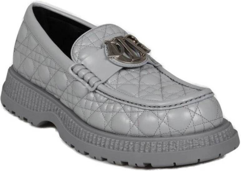 Dior Grijze Leren Loafer Schoenen Ss22 Gray Heren