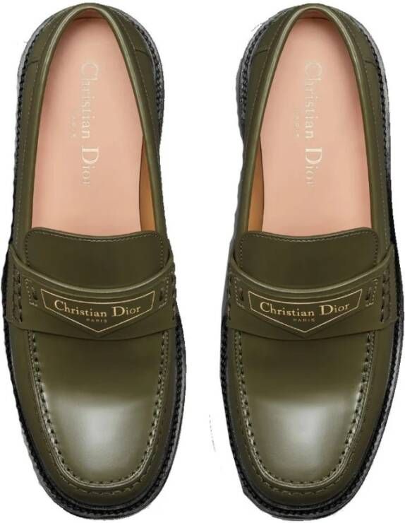 Dior Groene Leren Loafers Stijlvol Comfort