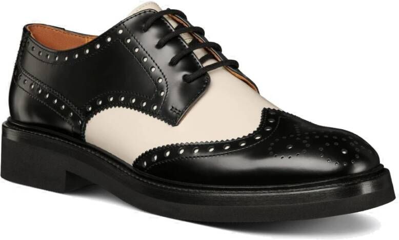 Dior Leren Derbies met Geperforeerd Detail Black Dames