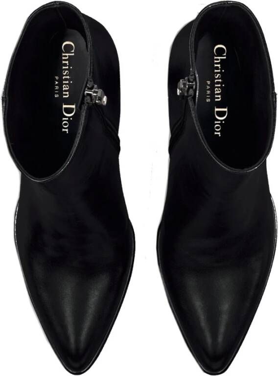 Dior Leren enkellaarzen met puntige neus Black Dames