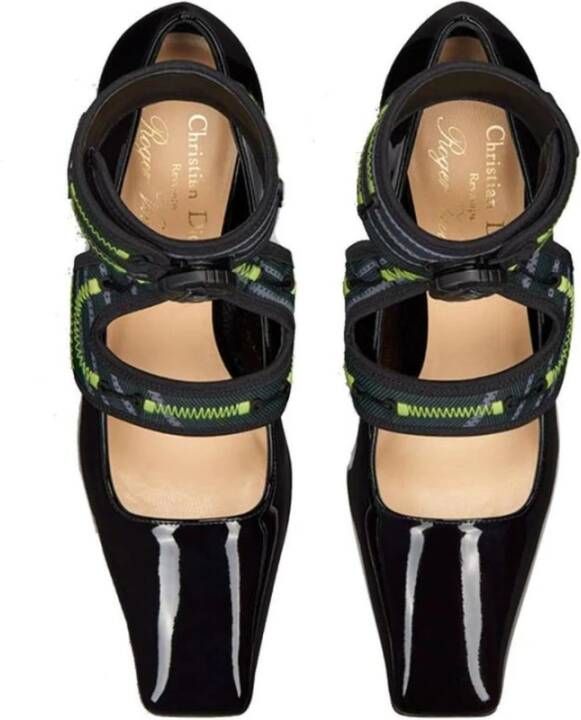 Dior Leren Pumps met Vierkante Neus en Stoffen Band