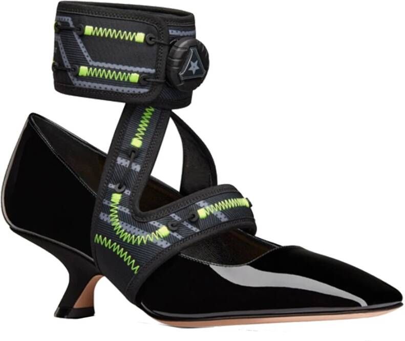 Dior Leren Square Toe Pumps Black Dames