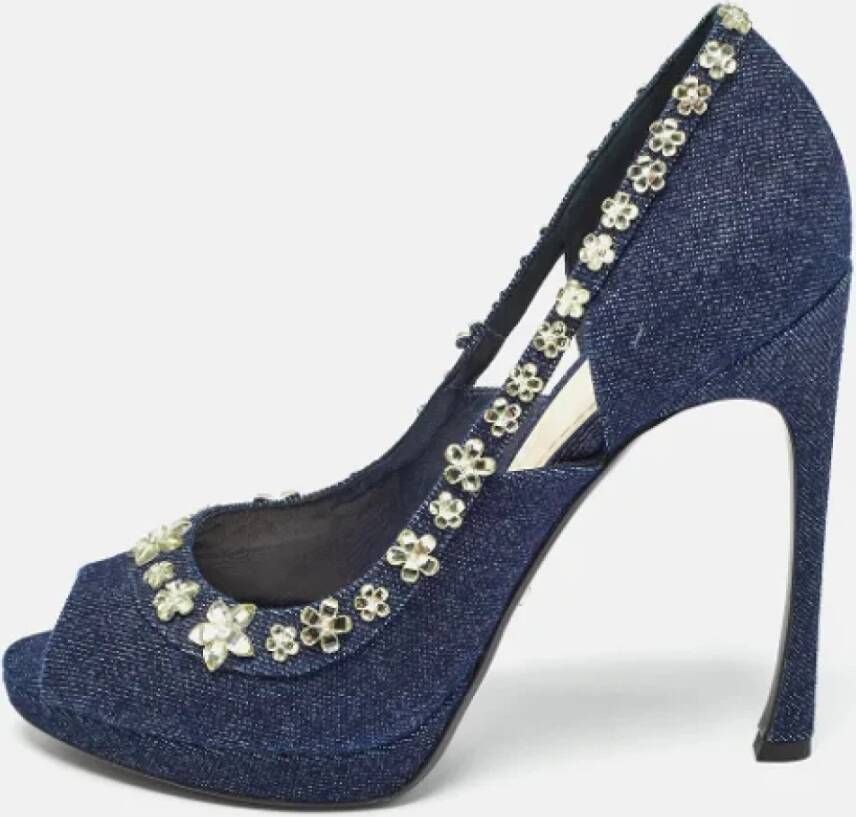 Dior Vintage Pre-owned Denim heels Blue Dames