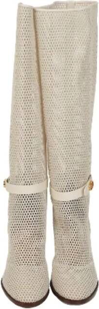 Dior Vintage Pre-owned Fabric boots White Dames