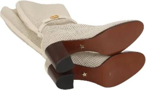 Dior Vintage Pre-owned Fabric boots White Dames