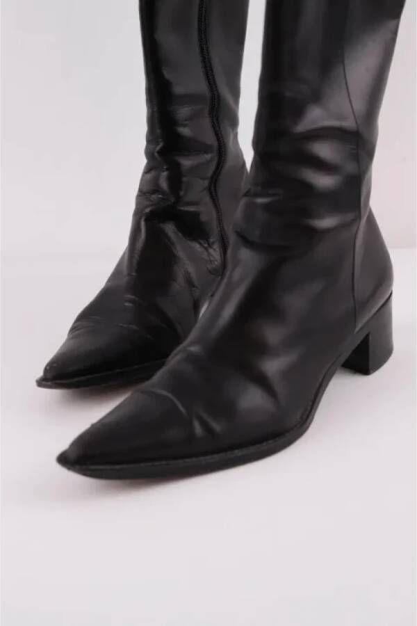 Dior Vintage Pre-owned Leather boots Black Dames