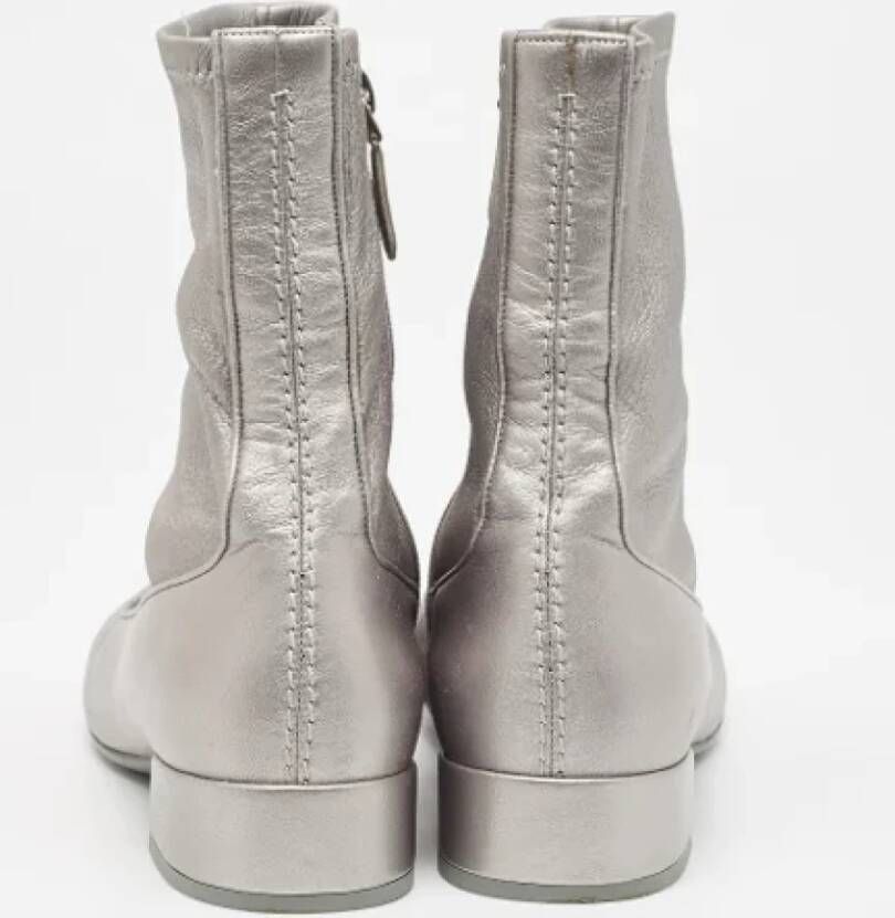 Dior Vintage Pre-owned Leather boots Gray Dames